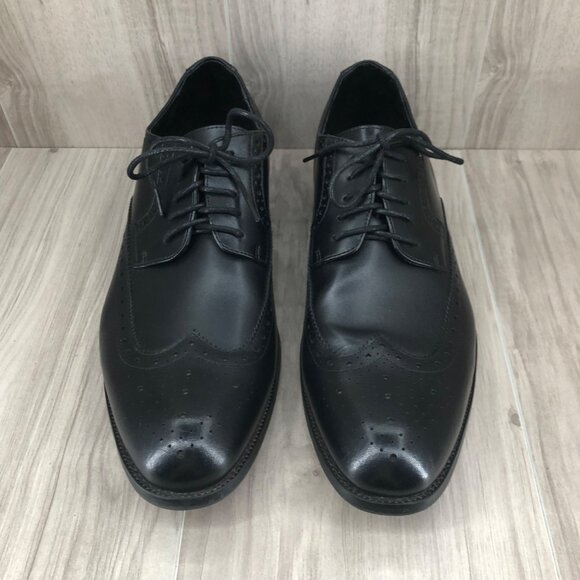 Stacy Adams Shoes Mens 11.5M Black Leather Wingtip Lace Up Derby Oxfords - Picture 6 of 10